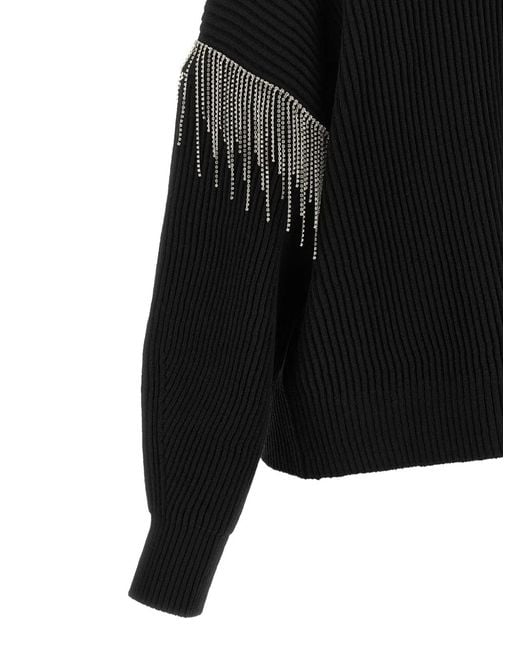 Sportmax Black Pagine Rhinestone-Fringe Cardigan