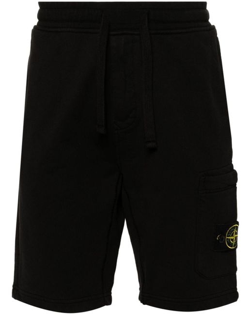 Pantalones cortos de chándal con distintivo Compass Stone Island de hombre de color Black