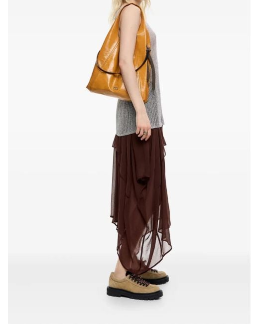 Bimba Y Lola Brown Large Paper Leather Shoulder Bag