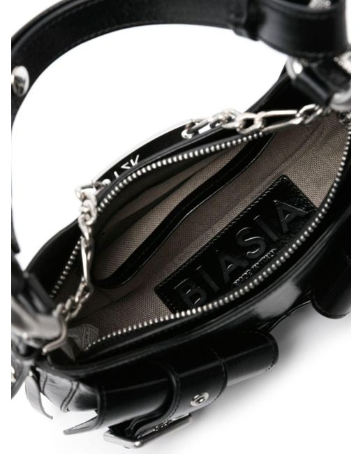BIASIA Black Y2k Leather Shoulder Bag