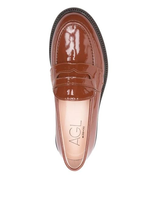 Agl Attilio Giusti Leombruni Brown Penny-Loafer mit Absatz