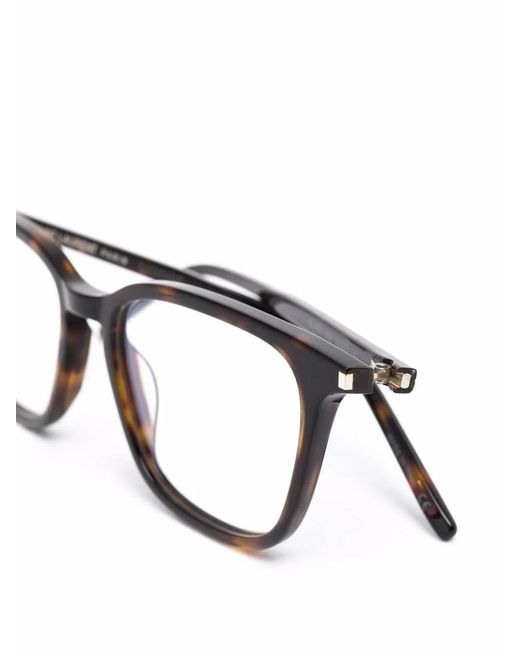 Saint Laurent Brown Tortoise Shell Glasses for men