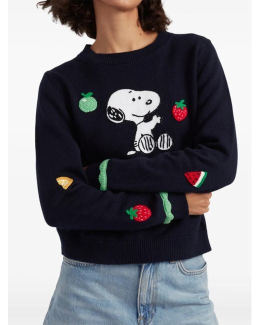 Chinti & Parker Blue Snoopy Fruity-Details Crewneck Cotton Sweater