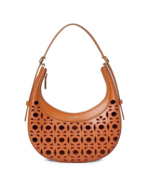 Coccinelle Brown Whisper Perforated Shoulder Bag