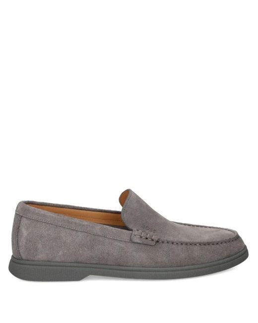 Boss Gray Suede Loafers for men