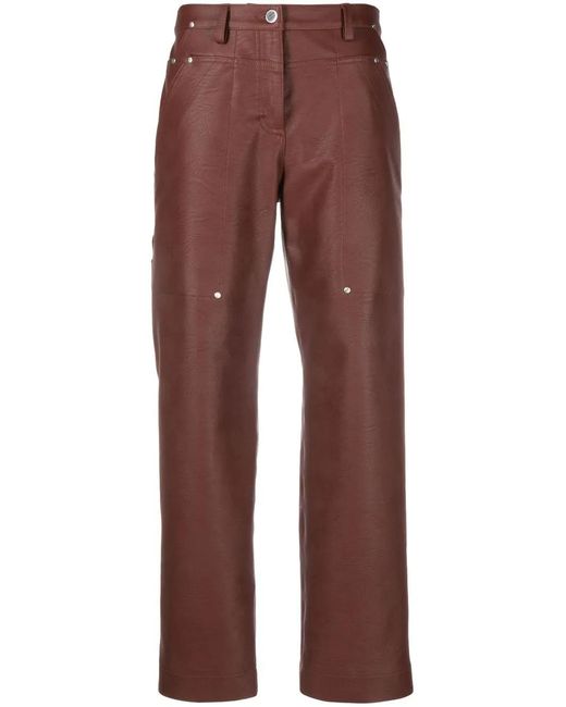 Stella McCartney Red Straight-Leg Faux-Leather Trousers