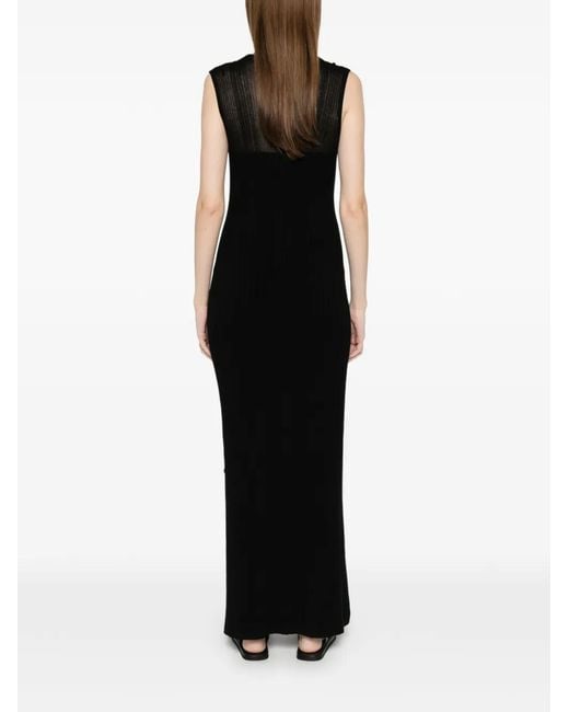 Bompard Black Ribbed Maxi Dress