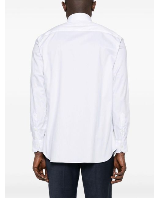 Brioni White Plain Cotton Shirt for men