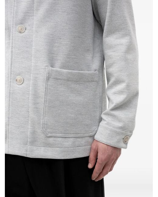 Boss Gray Button-Up Patch-Pocket Shirt for men