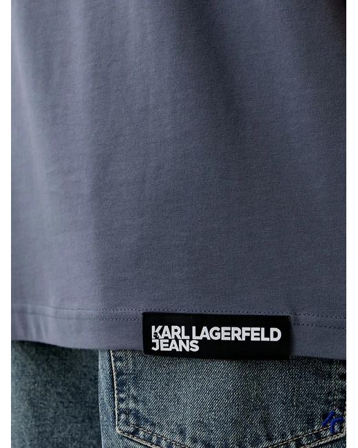 Karl Lagerfeld Blue Logo-Print Crew-Neck T-Shirt for men