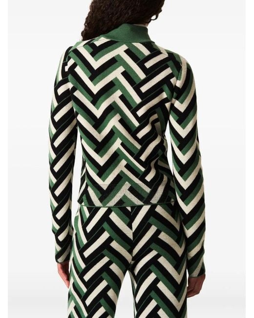 Perfect Moment Green Merino Wool La Tour Quarter-Zip Sweater