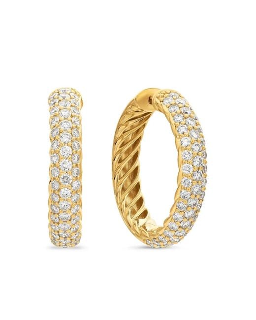 David Yurman Metallic 18Kt Dy Mercer Diamond Hoop Earrings (25.4Mm)
