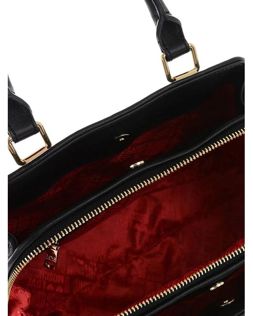 Moschino Black Sac Porté Épaule Matelassé À Plaque Logo