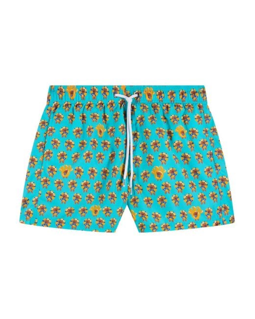Sundek Blue X Pelo Foundation Dog-Print Swim Shorts for men