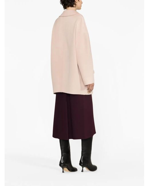 Pinko Natural Single-Breasted Wool Coat