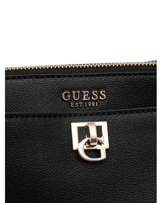 Guess Black Logo-Plaque Pebbled-Effect Shoulder Bag