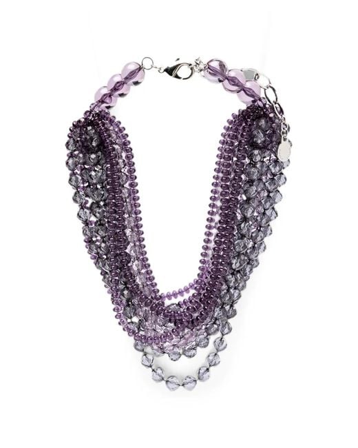 Emporio Armani Purple Beaded Multi-Strand Necklace