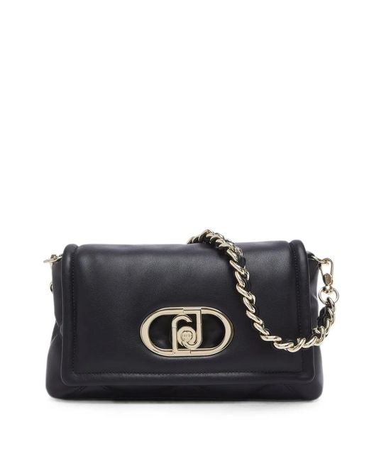 Liu Jo Black Medium Lapuffy Bag With Quilted Design