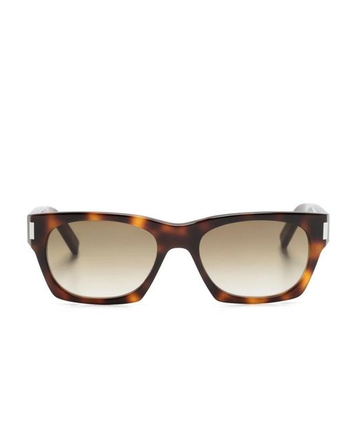 Saint Laurent Brown 402 Rectangle-Frame Sunglasses