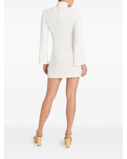 Cinq À Sept White Randa Split-Sleeve High-Neck Mini Dress