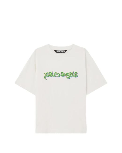 Palm Angels White Logo Graphic T-Shirt for men