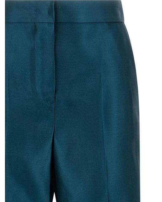 Fendi Blue Duchesse Silk Trousers