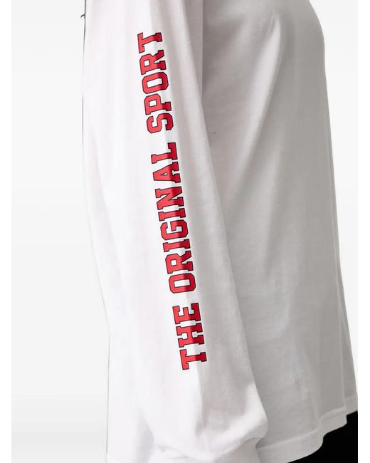 P.E Nation White Logo-Print Long-Sleeve T-Shirt