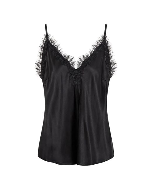 Gold Hawk Black Lace-Trim Camisole Top