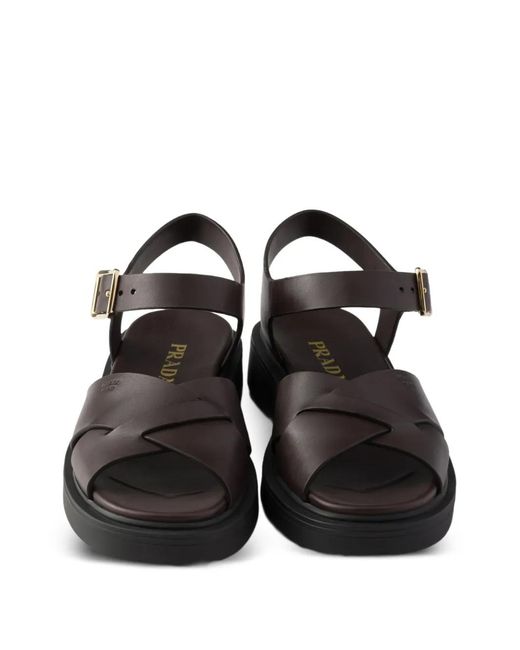 Prada Black Leather Sandals