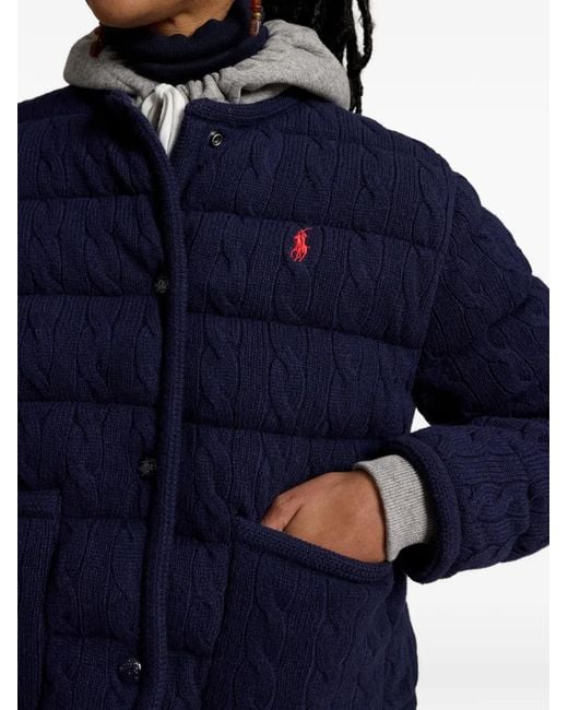 Polo Ralph Lauren Blue Cable-Knit Quilted Jacket