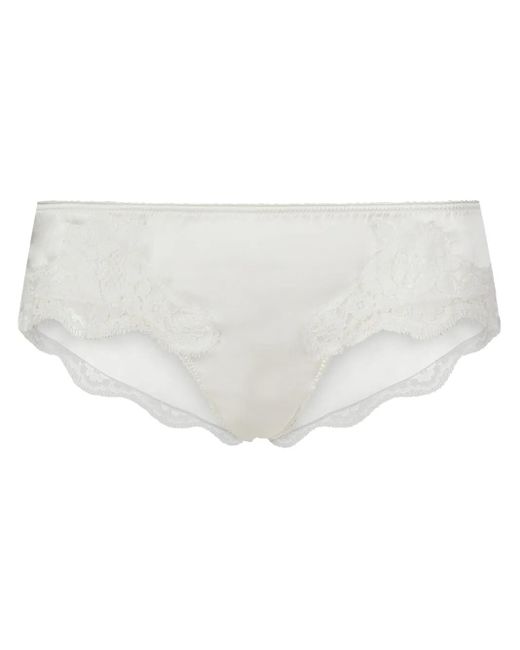 Dolce & Gabbana White Slip Mit Floraler Spitze