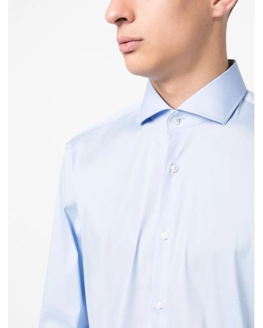 Boss Blue Classic-Collar Long-Sleeve Shirt for men