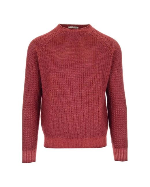 Al Duca D'aosta Red Ribbed-Knit Raglan-Sleeve Sweater for men