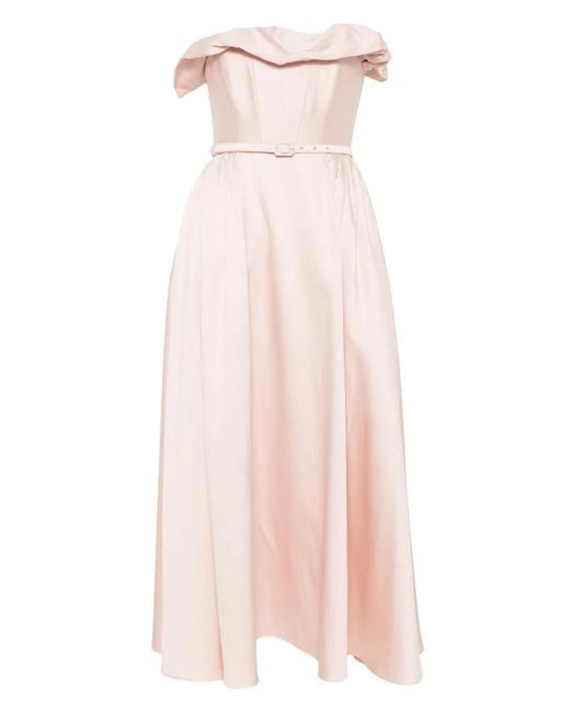 Roland Mouret Pink Ruffle Midi Dress