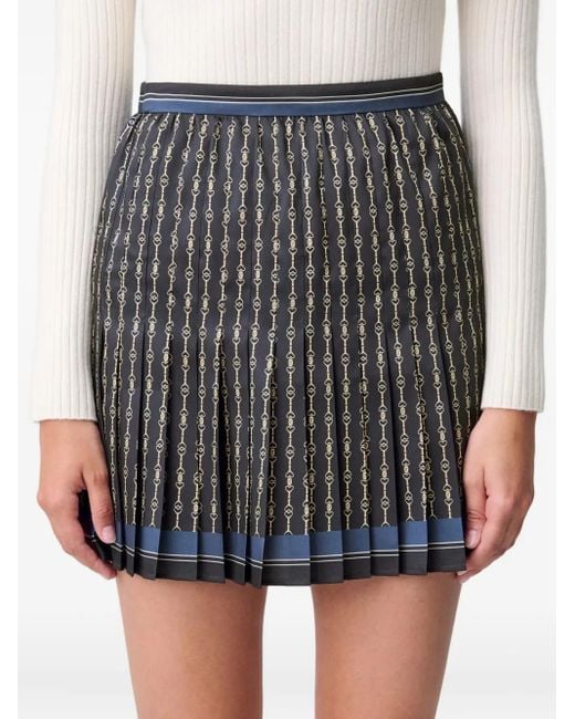 Claudie Pierlot Black Chain-Print Pleated Mini Skirt