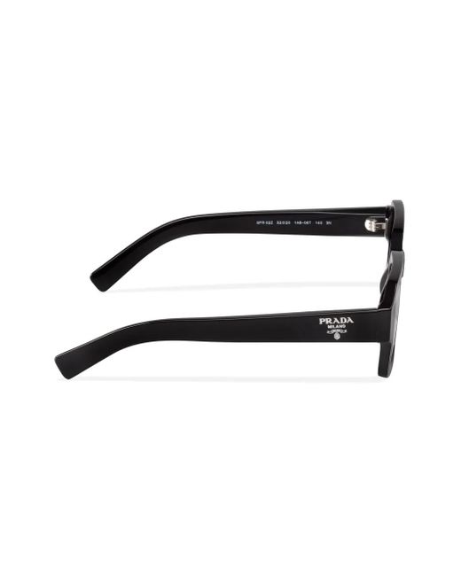 Prada Black Logo-Detail Rectangle-Frame Sunglasses for men