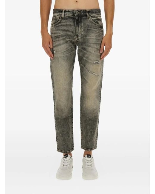 BOSS Men's Green Distressed Jeans