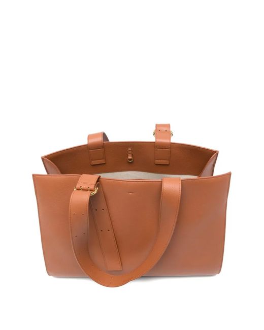 Jil Sander Brown Buckle-Strap Tote Bag