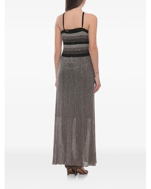 D.exterior White Chevron Sequin Maxi Dress