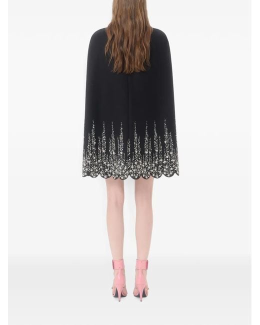 Valentino Garavani Black Embroidered Compact Drap Cape