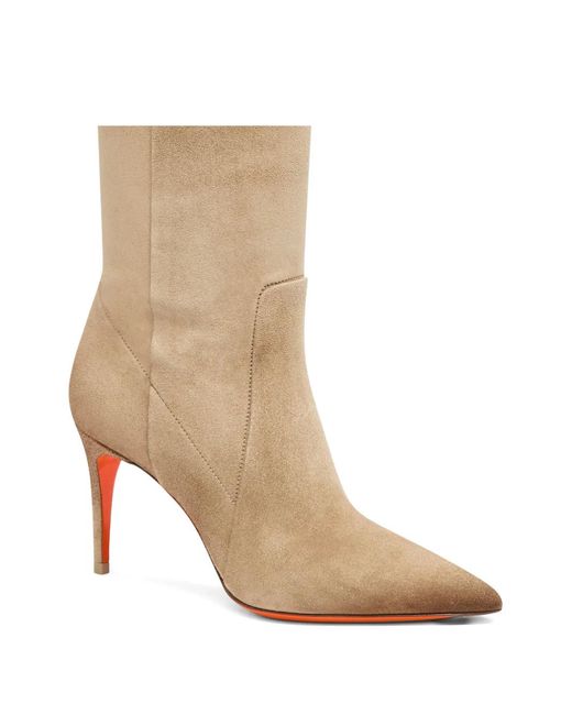 Santoni White Viola Pointed-Toe Suede Boots
