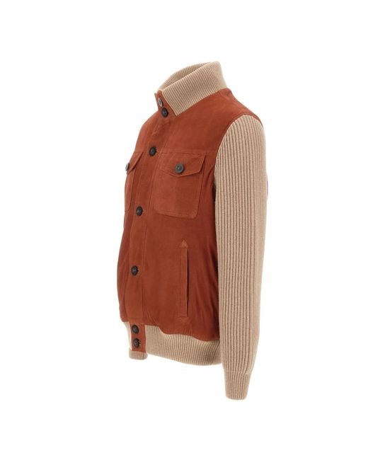 Volfagli Brown Elmo Suede-Leather Jacket for men