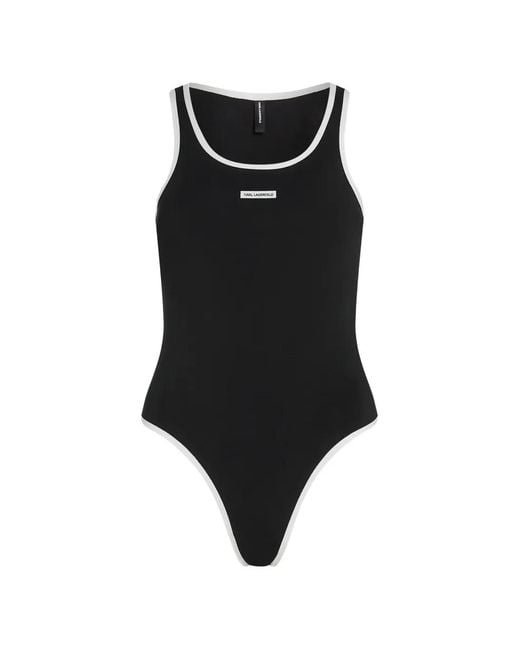 Karl Lagerfeld Black Logo-Patch Cut-Out Body