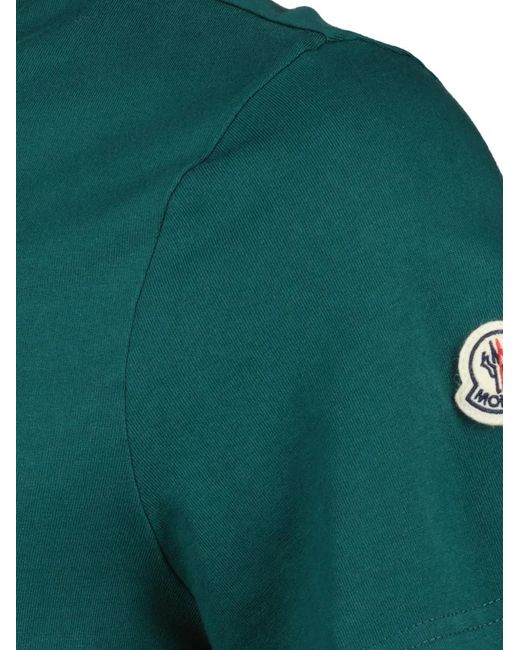 Moncler Green Logo-Embroidered T-Shirt for men