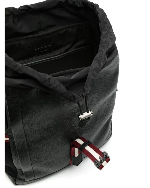 Bally Black Stripe-Detail Leather Backpack for men