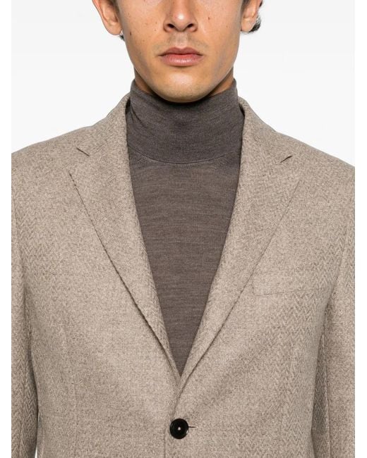 Zegna Brown Herringbone-Pattern Wool-Blend Jacket for men