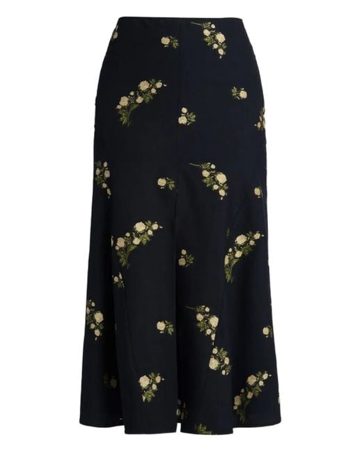 Floral midi skirt Erdem de color Black