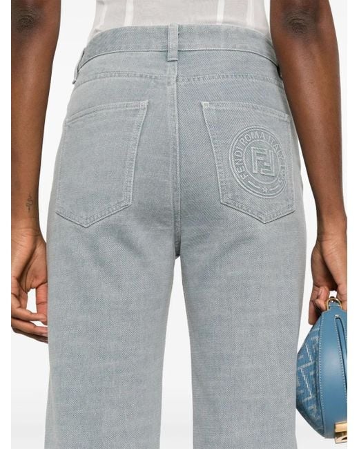 Fendi Blue Denim Cotton Cropped Jeans