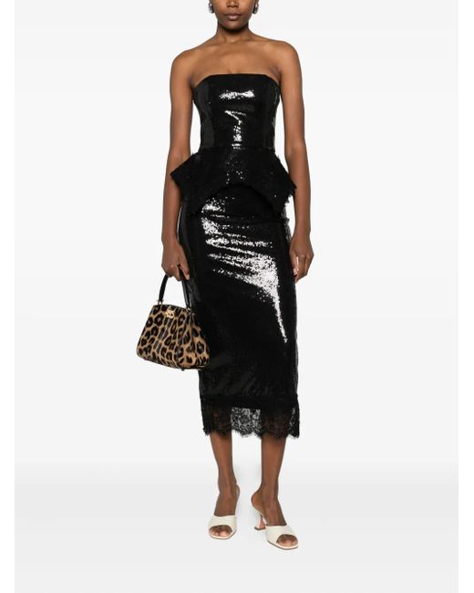 Nissa Black Sequin Peplum Top