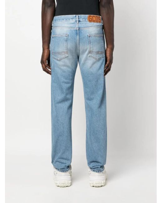 Gcds Blue Low-Rise Straight-Leg Jeans for men